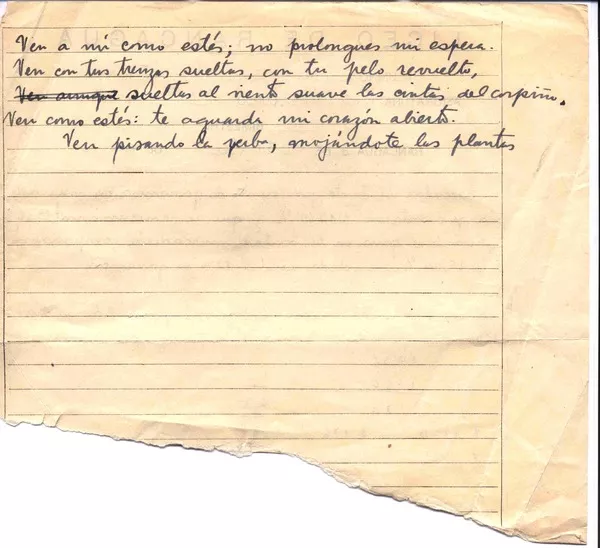 [Ven a mí como estés; no prolongues mi espera ...]  [manuscrito] Oscar Castro.