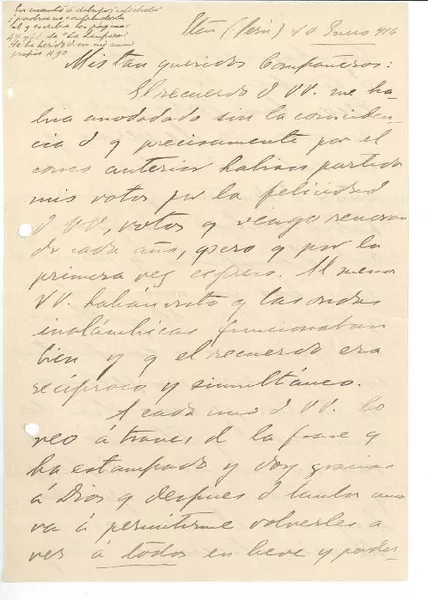 [Carta] 1916 ene. 10, Eten, Perú [a] Pedro Prado  [manuscrito] Augusto D'Halmar.