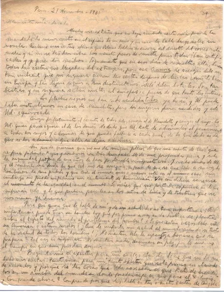 Paris, Francia [a] María Luisa Fernández, Chile [manuscrito] Vicente Huidobro.