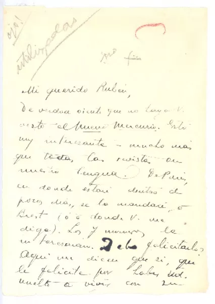 [Carta], c.1900 Paris, Francia <a> Rubén Darío  [manuscrito] Enrique Gómez Carrillo.