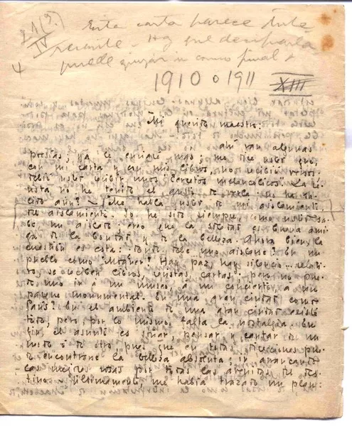 [Carta], c. 1911 Paris, Francia <a> Rubén Darío  [manuscrito] Juan Ramón Jiménez.