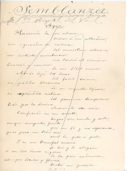 Semblanza  [manuscrito] Miguel de Val.