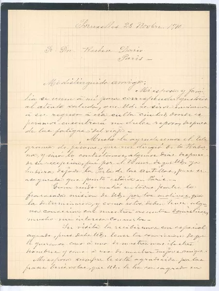 [Carta], 1910 nov. 28 Bruselas, Bélgica <a> Rubén Darío  [manuscrito] José Santos Zelaya.