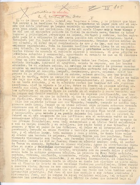 Un sermón En la Basílica de San Pedro. [manuscrito] Rubén Darío.