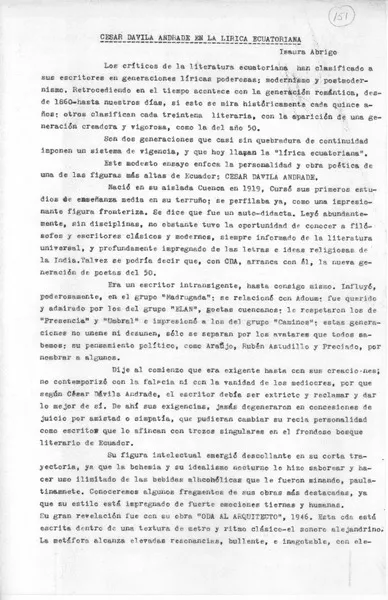 Los críticos de la literatura  [manuscrito] Isaura Abrigo.