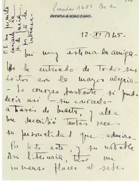 [Carta] 1945 nov. 12, Buenos Aires, [Argentina] [a] Gabriela Mistral  [manuscrito]