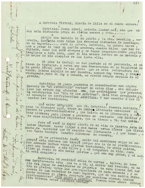 [Carta] 1942 abr. 10, Lota [a] Gabriela Mistral, Petrópolis  [manuscrito] Isabel Valenzuela.