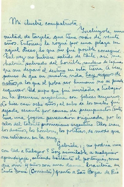 [Carta] 1944 dic. 12, Buenos Aires, [Argentina] [a] [Gabriela Mistral]  [manuscrito] Rosa Espinoza Sánchez.