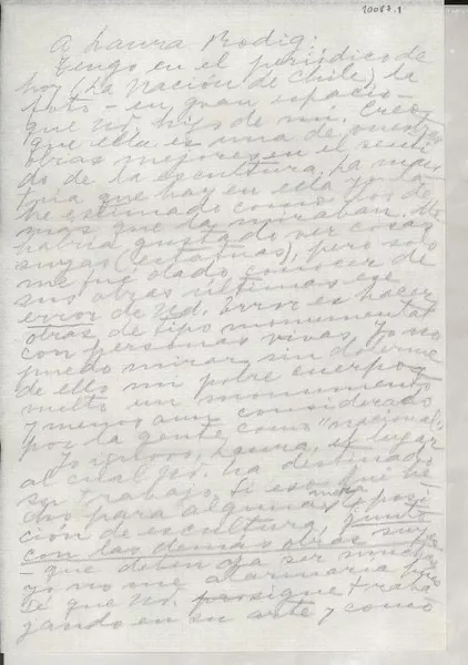 [Carta] [a] Laura Rodig  [manuscrito] Gabriela Mistral.