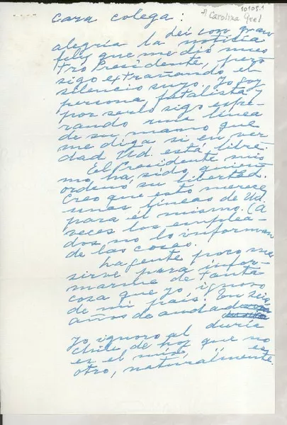 [Carta] [a] [María Carolina Geel]  [manuscrito] Gabriela [Mistral].