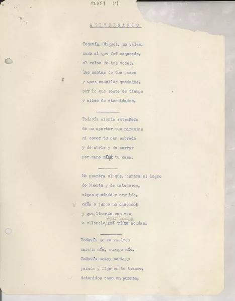 Aniversario  [manuscrito] [Gabriela Mistral].