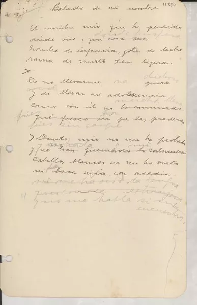 Balada de mi nombre  [manuscrito] [Gabriela Mistral].