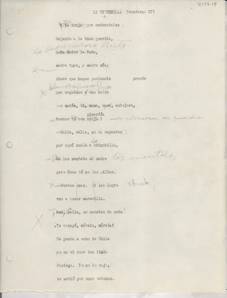 La chinchilla  [manuscrito] [Gabriela Mistral].