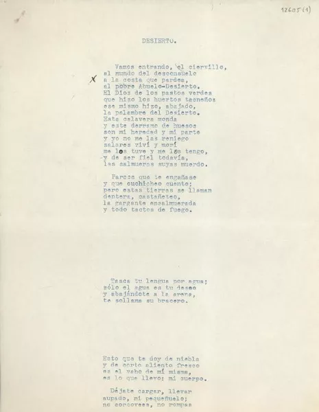 Desierto  [manuscrito] [Gabriela Mistral].