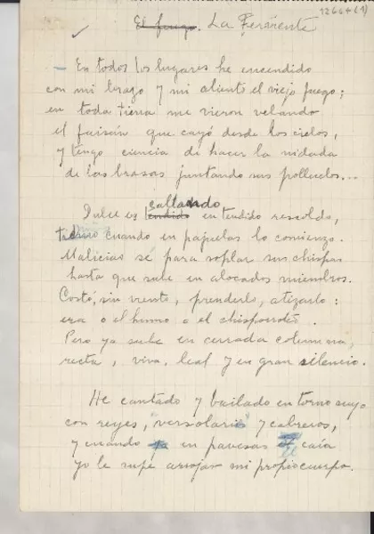 La ferviente  [manuscrito] [Gabriela Mistral].