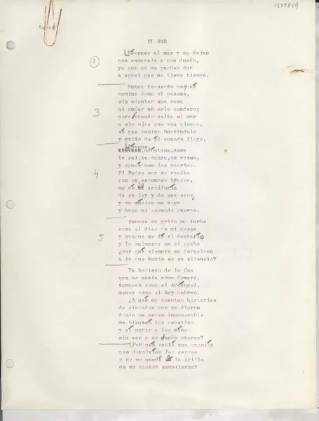 El mar  [manuscrito] [Gabriela Mistral].
