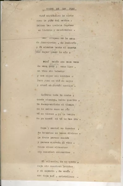 Noche de San Juan  [manuscrito] [Gabriela Mistral].