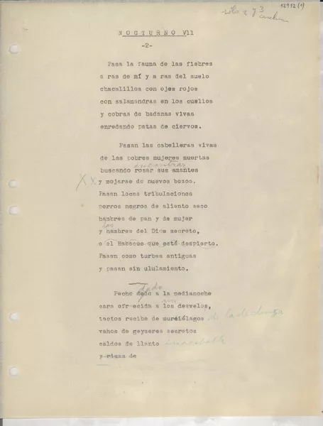 Nocturno VII  [manuscrito] [Gabriela Mistral].