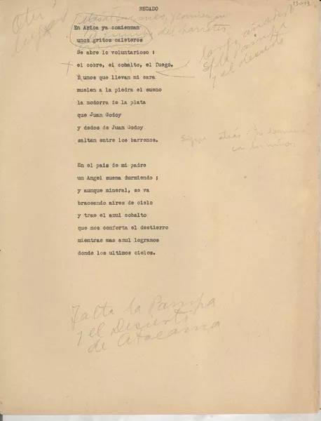 Recado  [manuscrito] [Gabriela Mistral].