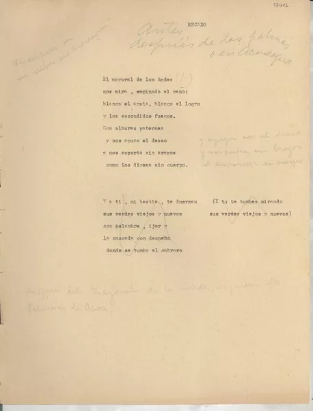 Recado  [manuscrito] [Gabriela Mistral].