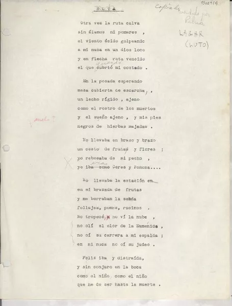 Ruta  [manuscrito] [Gabriela Mistral].