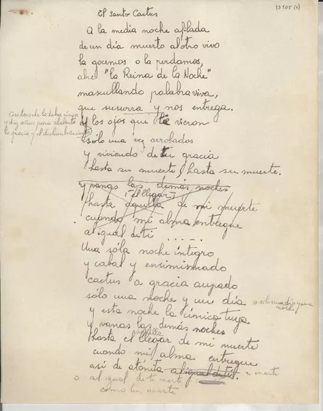 El santo cactus  [manuscrito] [Gabriela Mistral].