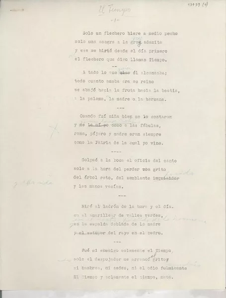 El tiempo  [manuscrito] [Gabriela Mistral].