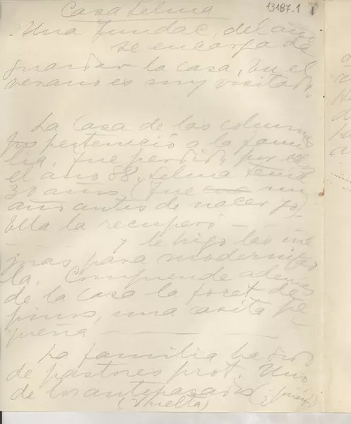 Casa de Selma  [manuscrito] Gabriela Mistral.