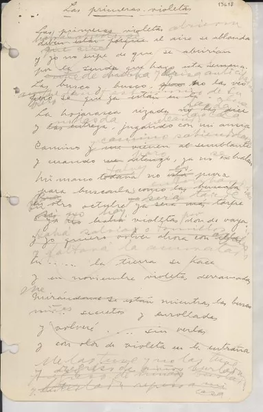 Las primeras violetas  [manuscrito] [Gabriela Mistral].
