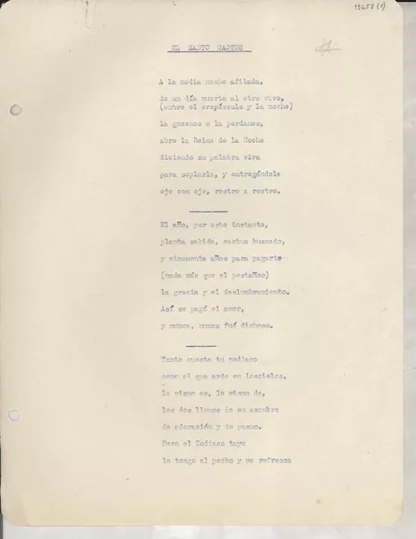 El santo cactus  [manuscrito] [Gabriela Mistral].