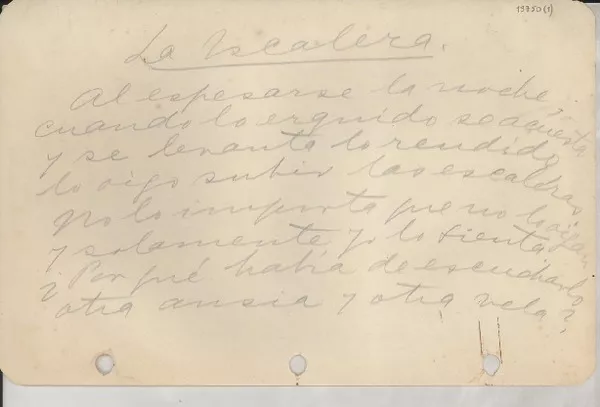 La escalera  [manuscrito] [Gabriela Mistral].