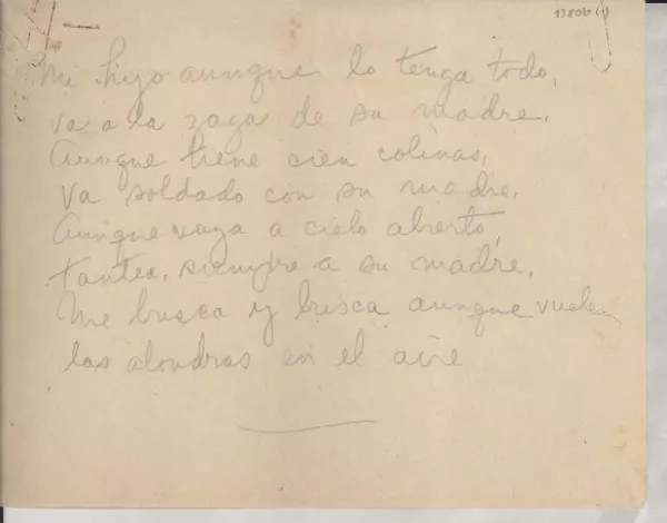 [Mi hijo _]  [manuscrito] [Gabriela Mistral].