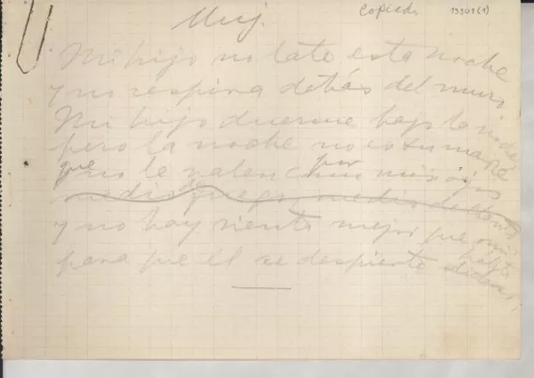 [Mi hijo no late esta noche _]  [manuscrito] [Gabriela Mistral].