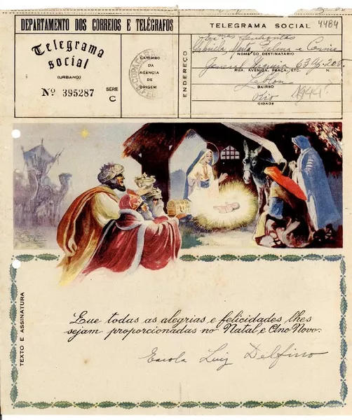 [Telegrama] 1944, Río de Janeiro [a] Gabriela Mistral  [manuscrito] Escola Luiz Delfino.