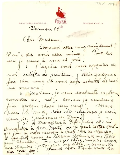 [Carta] [1949?] dic. 26, Rio de Janeiro, [Brasil] [a] [Gabriela Mistral]  [manuscrito] Gertrude Keller.