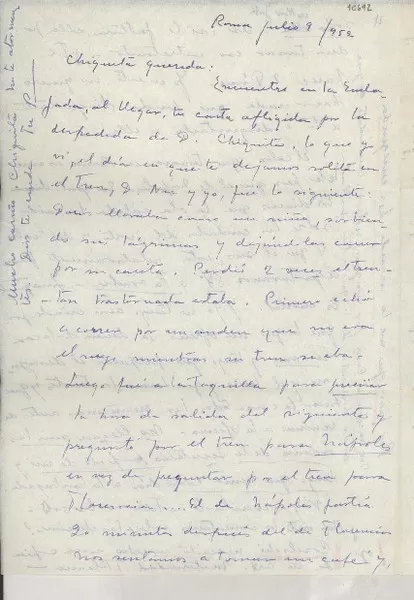 [Carta] 1952 jul. 9, Roma, [Italia] [a] Gabriela Mistral  [manuscrito] Palma Guillén.