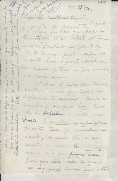 [Carta] 1952 nov. 22, Roma, [Italia] [a] Gabriela Mistral  [manuscrito] Palma Guillén.