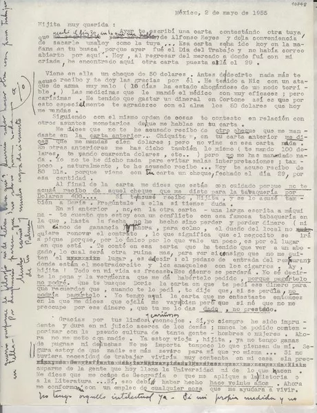 [Carta] 1955 mayo 2, México [a] Gabriela Mistral  [manuscrito] Palma Guillén.