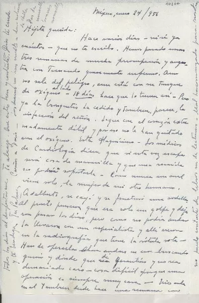 [Carta] 1956 ene. 24, México [a] Gabriela Mistral  [manuscrito] Palma Guillén.