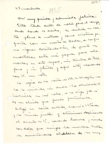 [Carta] 1935 nov. 23, España [a] Gabriela Mistral  [manuscrito] Victoria Kent.
