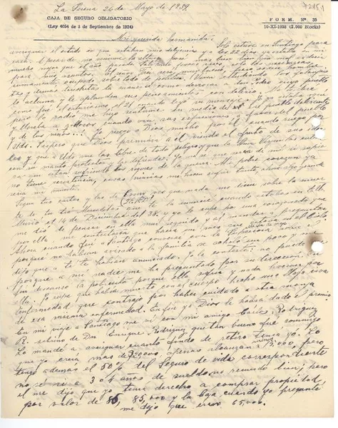 [Carta] 1939 mayo 26, La Serena, [Chile] [a] [Gabriela Mistral]  [manuscrito] Emelina [Molina].