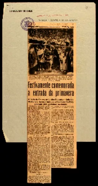 Festivamente conmemorada a entrada da primavera a festa da árvore, no Jardim Botanico : Gabriela Mistral e o representante do embaixador Caffery plantam dois espécimes nacionais. [artículo] :