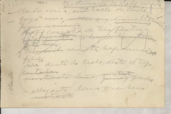 Nocturno de la madre muerta  [manuscrito] Gabriela Mistral.