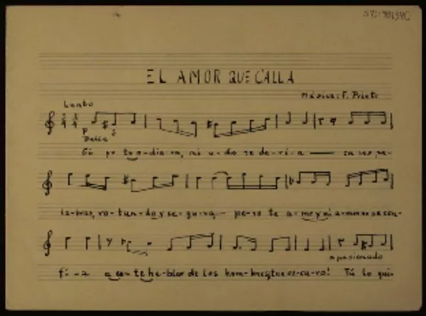 El amor que calla  [música] música F. Prieto ; [texto de] Gabriela Mistral.