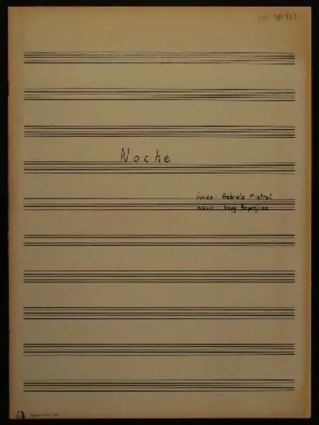 Noche song for voice & piano [música] : music Hayg Boyadjian ; lyrics Gabriela Mistral.