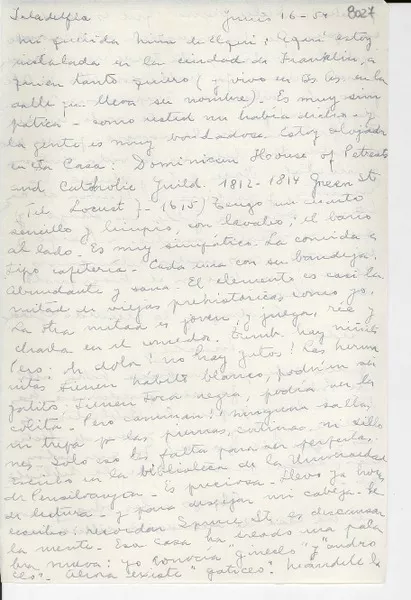 [Carta] 1954 jun. 16, Filadelfia [a] Gabriela Mistral  [manuscrito] Martha [Salotti].