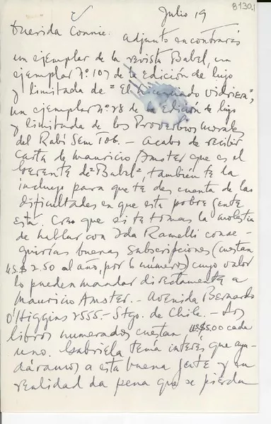[Carta] 1948 jul. 19 [a] Consuelo Saleva  [manuscrito] Eduardo [Schijman].