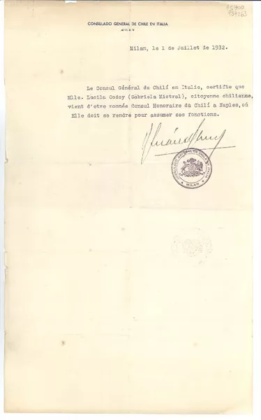 [Carta] 1932 juil. 1, Milan, Italie  [manuscrito]