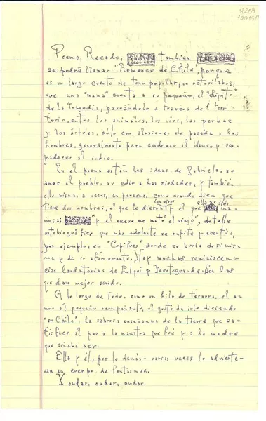 Poema, recado  [manuscrito] Alone