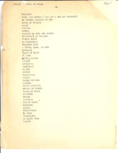 Poema de Chile  [manuscrito] Gabriela Mistral.